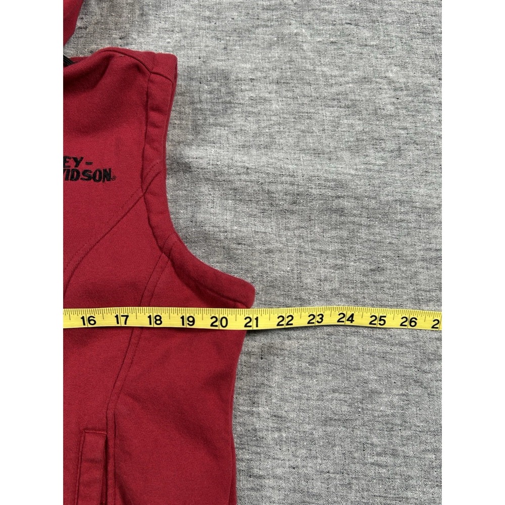 Harley Davidson Hoodie Womens Extra Large Red Zip-Up Sleeveless Snap Pockets - Picture 9 of 12